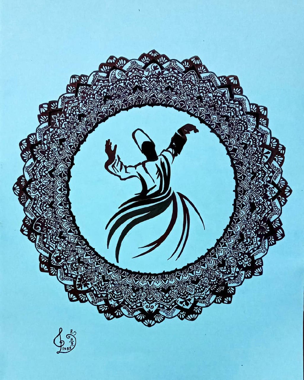 a drawing of a man dancing