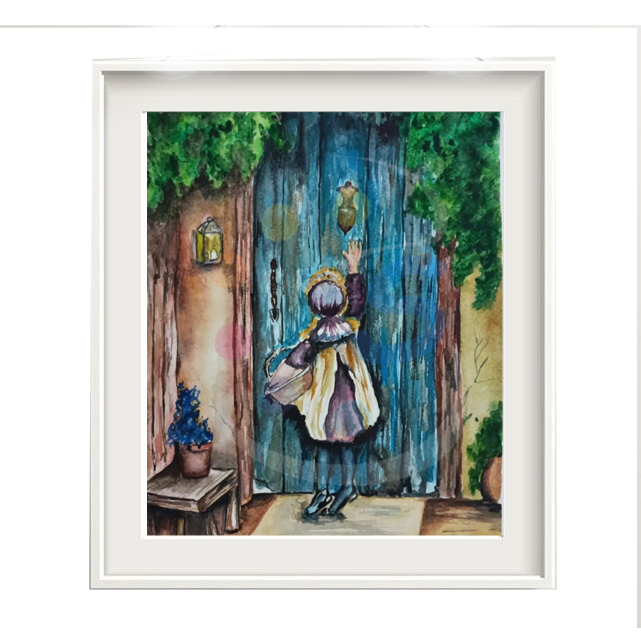 Watercolor painting of a rural child
