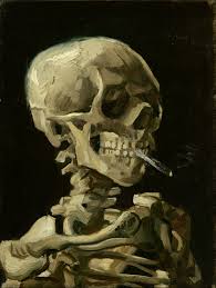 a skeleton with a 
cigarette in its mouth

نقاشی های ترسناک